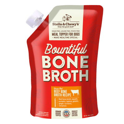 Stella & Chewy's Bountiful Bone Broth Grass-Fed Beef Recipe Meal Topper for Dogs, 16 Oz. Resealable Pouch