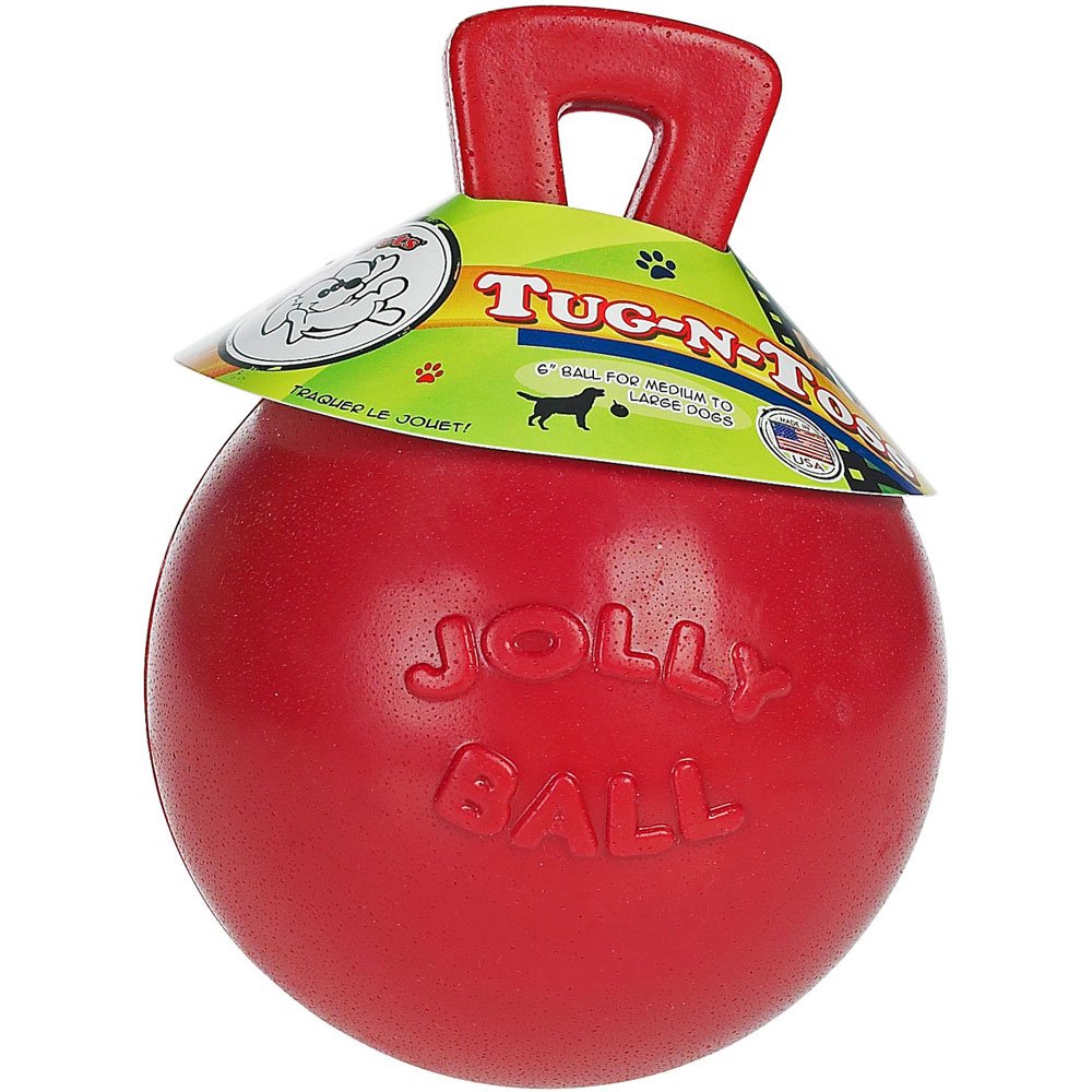 Jolly Pets Dog 6-Inch Tug-n-Toss, Red (406 RD),6 Inches/Medium