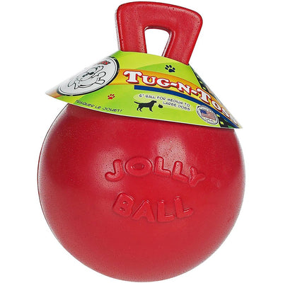 Jolly Pets Dog 6-Inch Tug-n-Toss, Red (406 RD),6 Inches/Medium