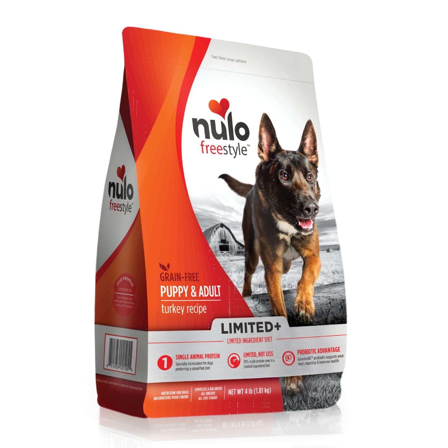 Nulo All Natural Dog Food: Freestyle Limited Plus Grain Free Puppy & Adult Dry Dog Food - Limited Ingredient Diet for Digestive & Immune Health - Allergy Sensitive Turkey Recipe - 4 lb Bag (51LT04)