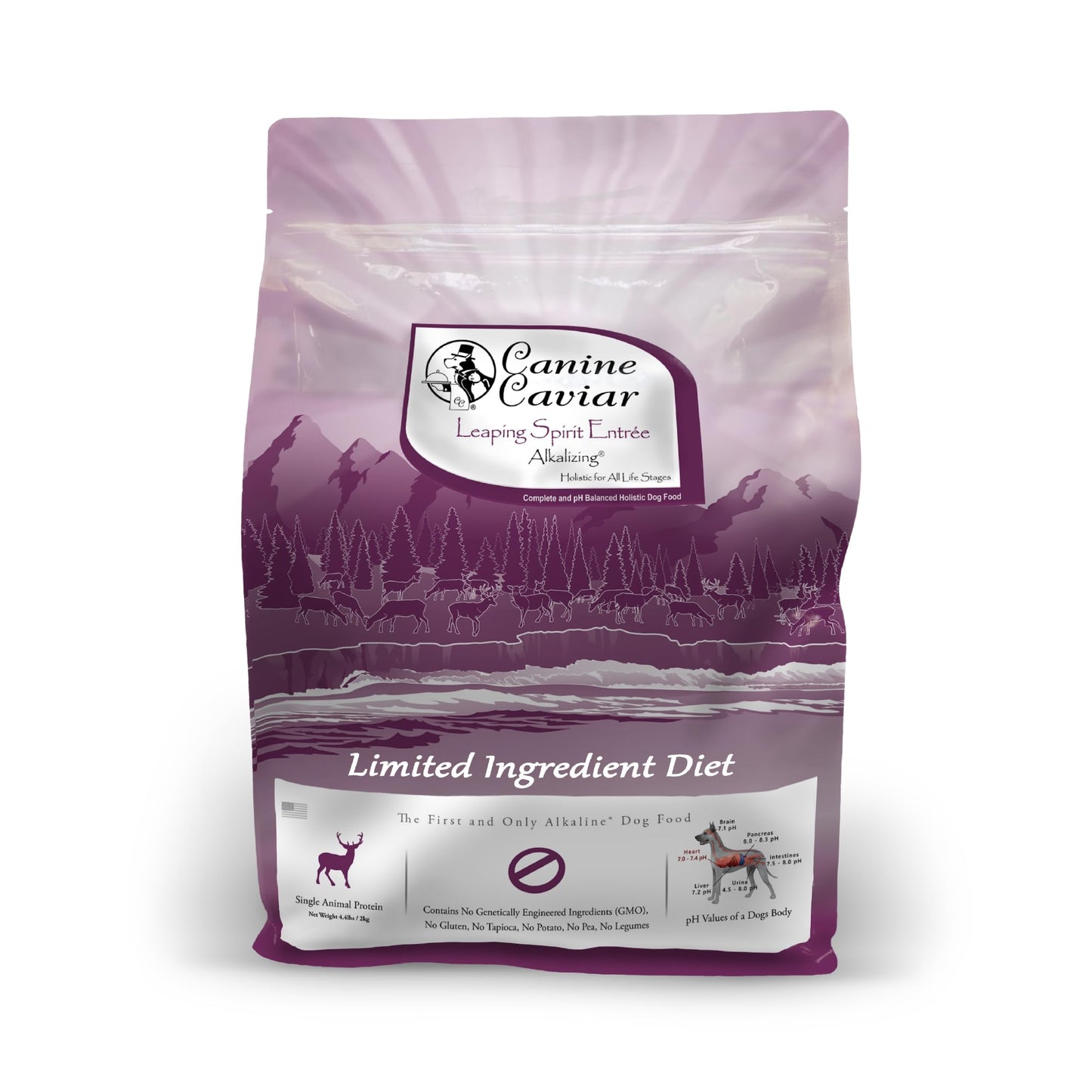 Canine Caviar - Leaping Spirit: Venison & Pearl Millet Alkaline Dry Dog Food, Limited Ingredients, Gluten-Free, Based on Science & Research, Veterinary Alternative Diet (4.4 Pound Bag)