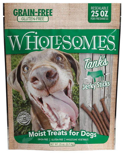 Wholesomes Tank's Jerky Sticks Grain Free Dog Treats, 25 oz, Green