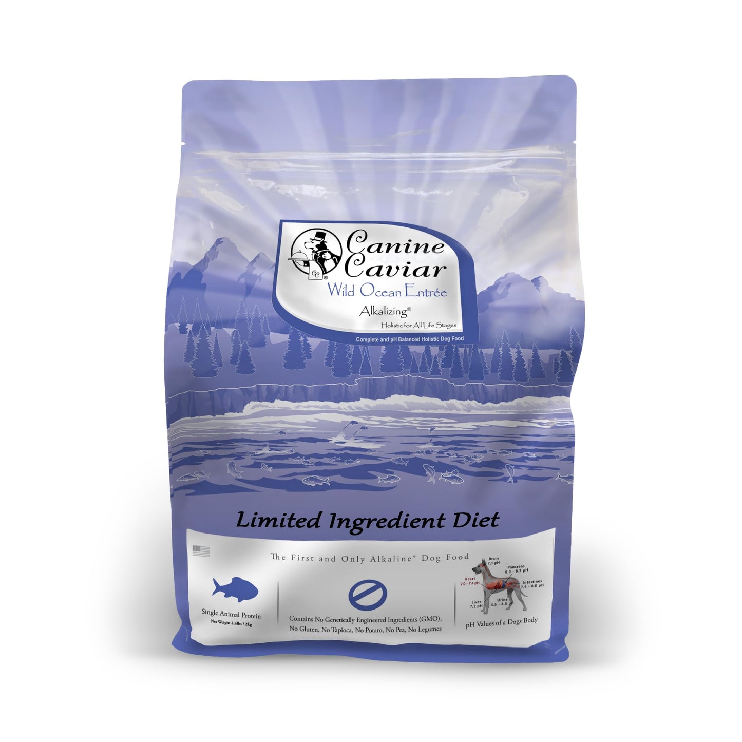 Canine Caviar - Wild Ocean: Herring & Quinoa Alkaline Dry Dog Food, Limited Ingredients, Gluten-Free, Based on Science & Research, Veterinary Alternative Diet (4.4 Pound Bag)