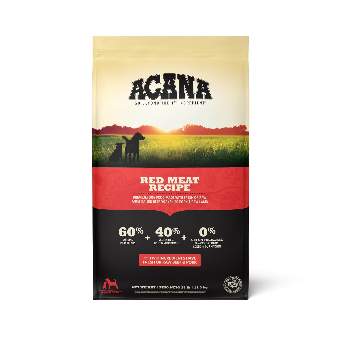 ACANA Grain Free Dry Dog Food, Red Meat Recipe, 25lb