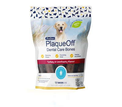 ProDen PlaqueOff System Dental Care Bones for Dogs - Dog Breath Freshener & Plaque Remover - Dog Teeth Cleaning for a Healthy Mouth - Turkey Cranberry Flavor - 17 oz