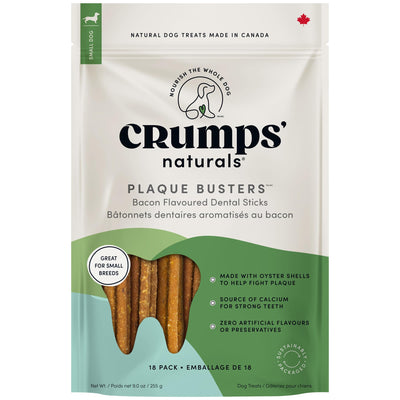 Crumps' Naturals Pbb- Bacon Dental Dog Treats (18 Pack), 4.5"