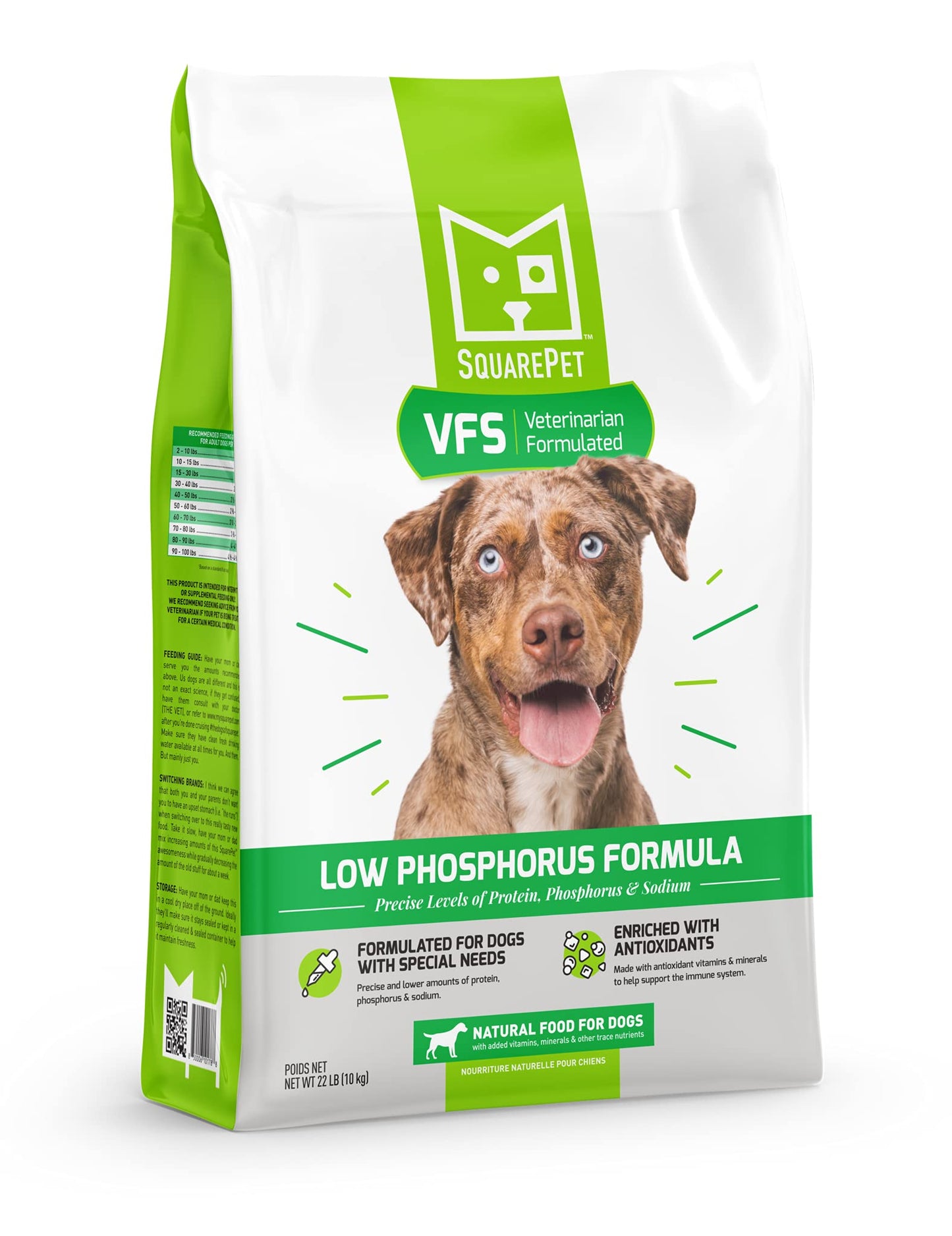 SquarePet VFS Low Phosphorus Formula Special Needs Dry Dog Food Made with Cage Free Turkey and Whole Eggs 22lb