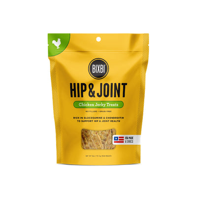 BIXBI Hip & Joint Support Chicken Jerky Dog Treats, 5 oz - USA Made Grain Free Dog Treats - Glucosamine, Chondroitin for Dogs - High in Protein, Antioxidant Rich, Whole Food Nutrition, No Fillers