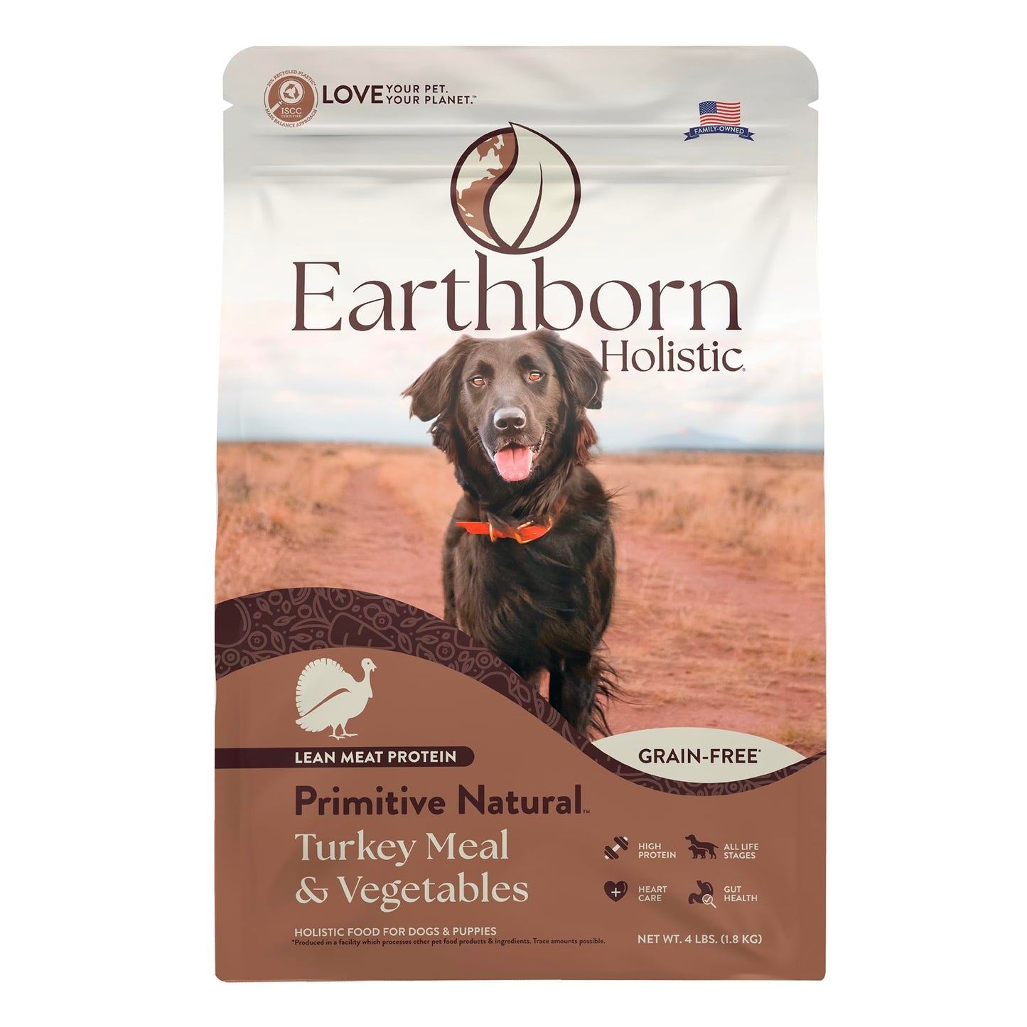 Earthborn Holistic Primitive Natural Turkey Meal & Vegetables Grain Free Dog Food (4 Pounds)