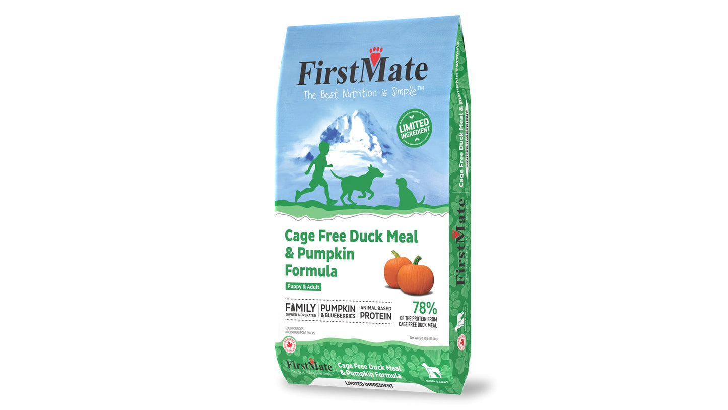 FirstMate Limited Ingredient Cage-Free Duck Meal & Pumpkin Formula Dry Dog Food, 25 lbs.