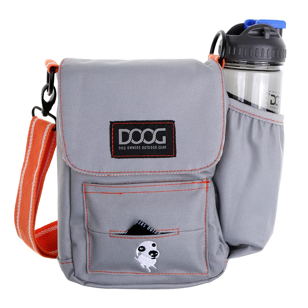 DOOG | Walkie Bag | Adjustable Shoulder Bag with Poo Bag Compartment and Water Bottle Compartment | Grey