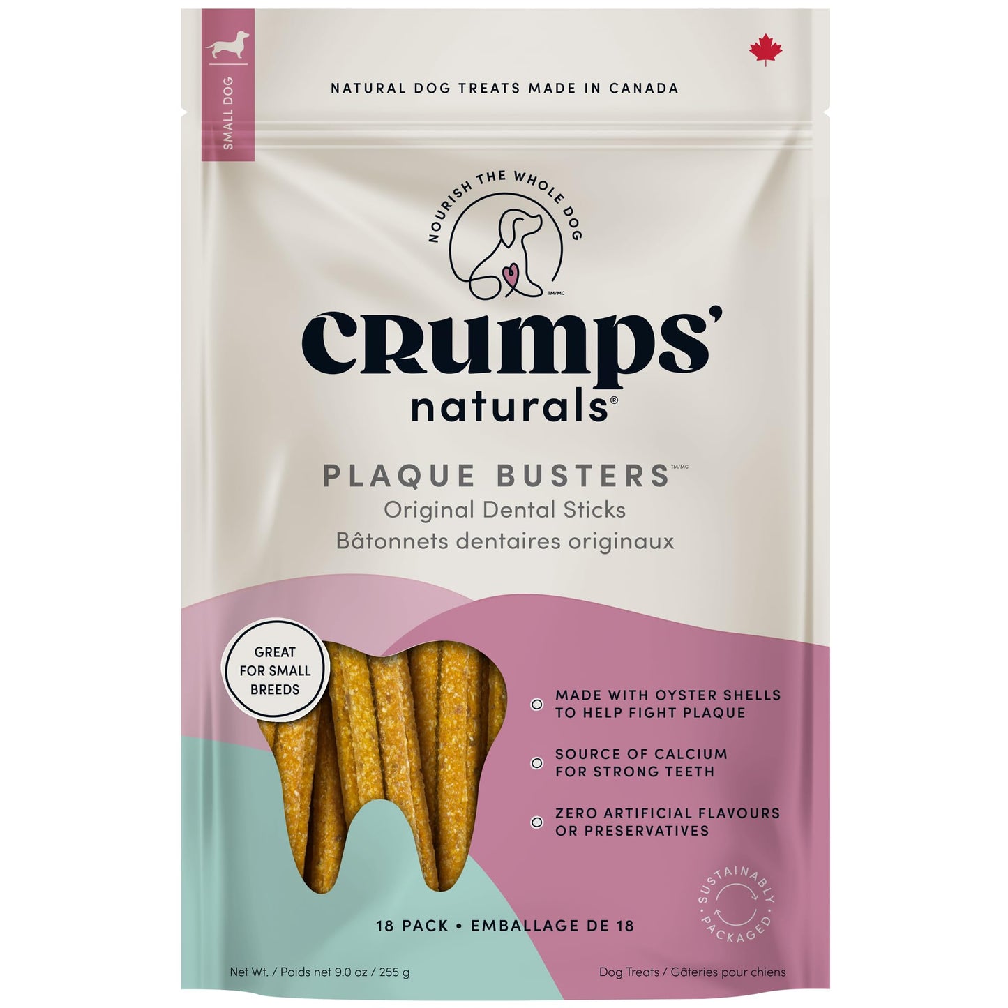 Crumps' Naturals Plaque Busters 3.5" (18ct) 9.0oz/255g Dog Dental Treat