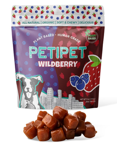 PETIPET Wildberry Plant-Based Fruit Dog Treats 5oz - Strawberry, Apple, Blueberry Dog Treats - Healthy Vegetarian, Vegan Dog Treats with Organic Ingredients - Low-Protein, Hypoallergenic, Gluten-Free