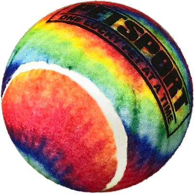 PetSport Tie Dye Squeak Tennis Ball Dog Toy | Large (4") Pet Safe Felt, Non-Toxic & Extra-Thick Rubber Balls for Durability & Bounce | Play Fetch, Launch, Chuck or Toss