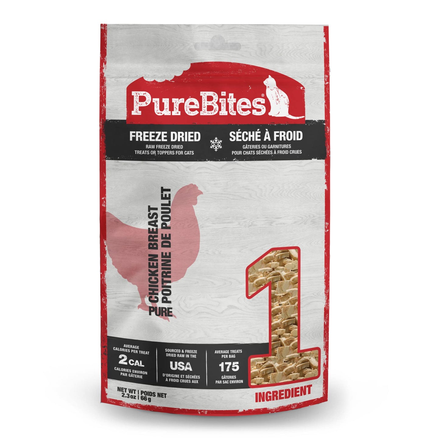 PureBites Chicken Freeze Dried Cat Treats, 1 Ingredient, Made in USA, 2.3oz