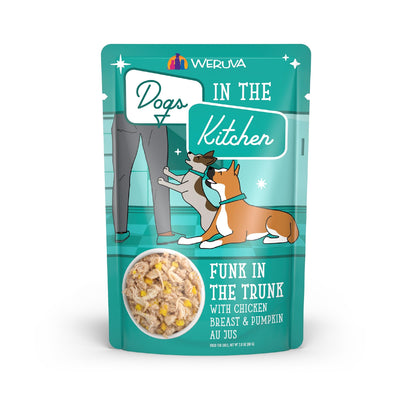 Weruva Dogs in The Kitchen, Funk in The Trunk with Chicken Breast & Pumpkin Au Jus Dog Food, 2.8Oz Pouch (Pack of 12)