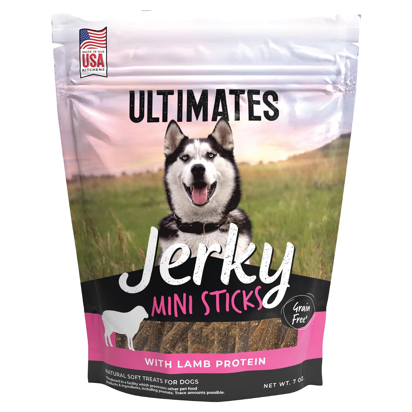 Ultimates Jerky Lamb Mini Sticks Soft Grain-Free Dog Treats 7 oz