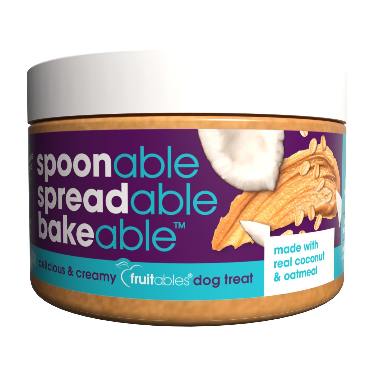 Fruitables Spreads - Spreadable Dog Treat - Bakeable Dog Treat - Real Coconut & Oatmeal - Human-Grade 100% Natural Ingredients - Great for All Dogs - 7 Ounces