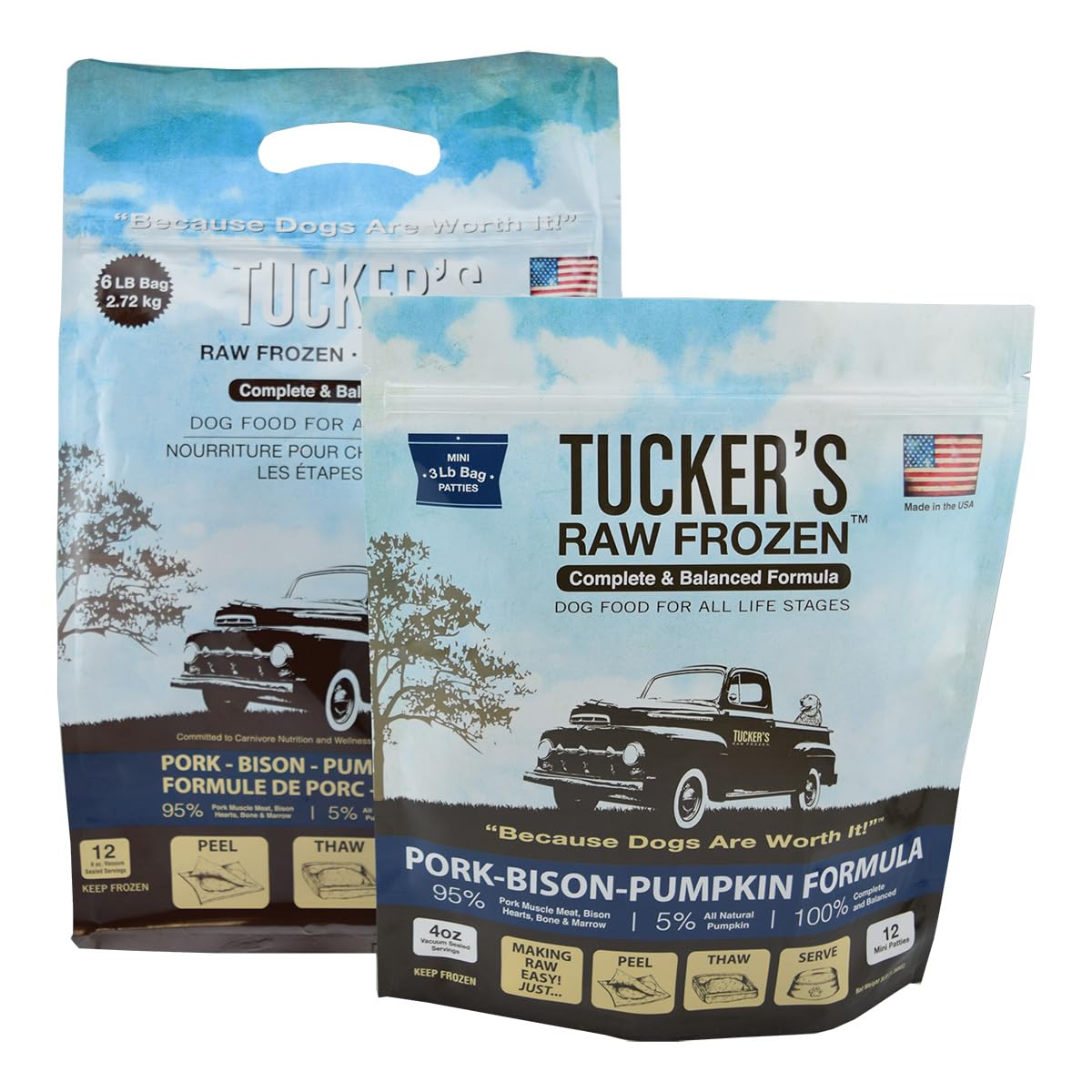 Tuckers All Natural Grain Free Raw Frozen Pork Bison Pet Dog Food, 96 Ounce