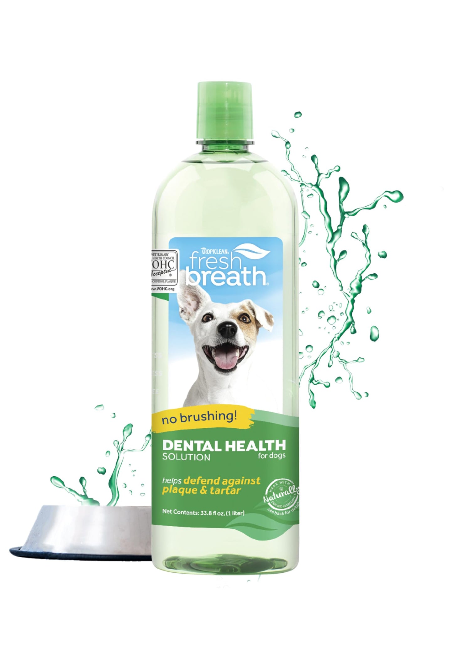 TropiClean Fresh Breath for Dogs | Dog Breath Water Additive | Dental Care | Dog Breath Freshener | Simple Pet Teeth Cleaning | Made in USA | 33.8 oz