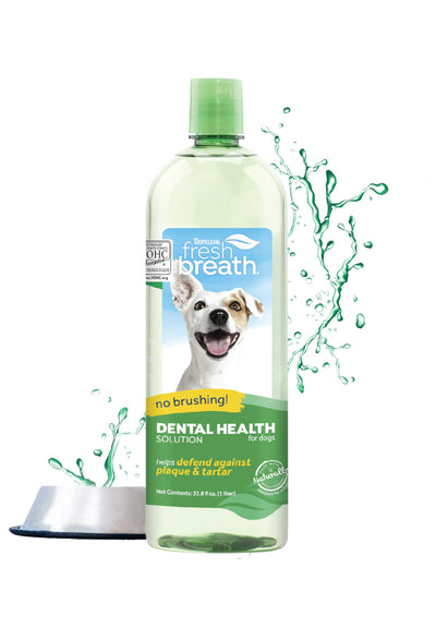 TropiClean Fresh Breath for Dogs | Dog Breath Water Additive | Dental Care | Dog Breath Freshener | Simple Pet Teeth Cleaning | Made in USA | 33.8 oz