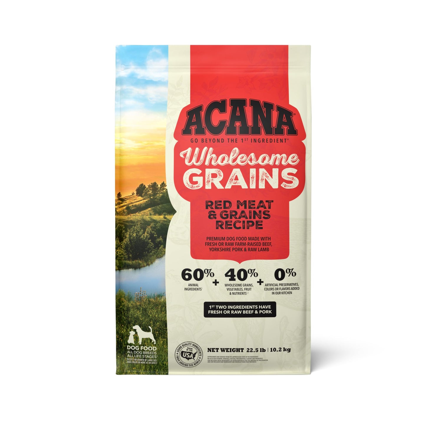 ACANA Wholesome Grains Dry Dog Food, Red Meat and Grains, Gluten Free, Beef, Pork, and Lamb Recipe, 22.5lb