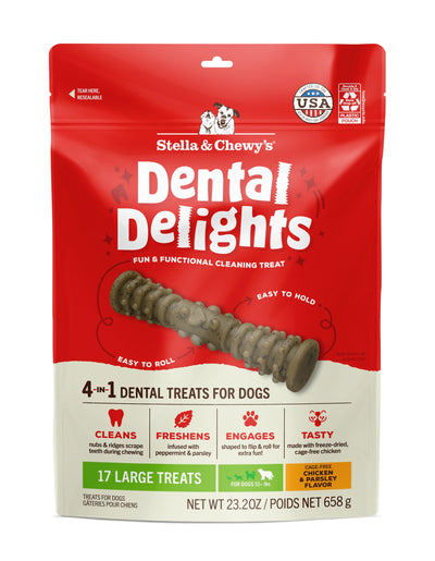 Stella & Chewy's Dental Delights with Freeze-Dried Chicken - Large Dental Treats for Dogs, 23.2 Ounce Bag