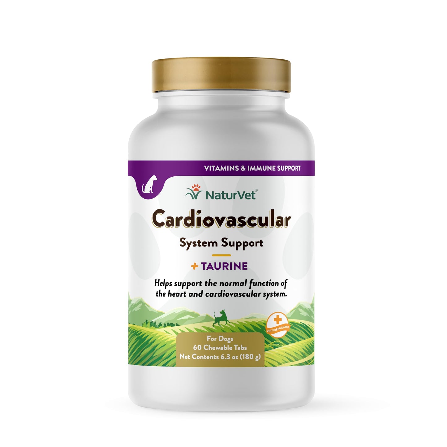 NaturVet Cardiovascular Support Dog Supplement Plus Taurine - Helps Support Dog Heart and Cardiovascular Systems - Includes Antioxidants, Magnesium, Hawthorn, L-Carnitine - 60 Ct.