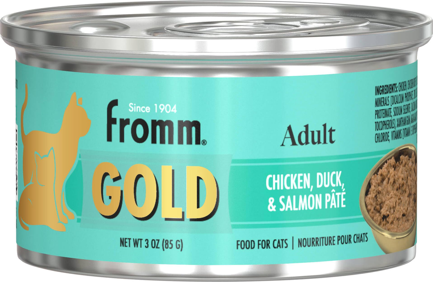 Fromm Adult Gold Chicken, Duck, & Salmon Pate Cat Food - Premium Wet Cat Food - Chicken Recipe - 3 oz Can