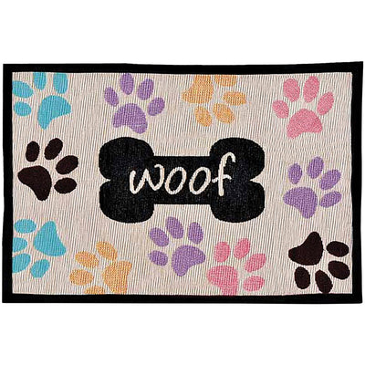 Loving Pets Bella Fashion Mat for Dogs, Woof with Multi Paws (7576)