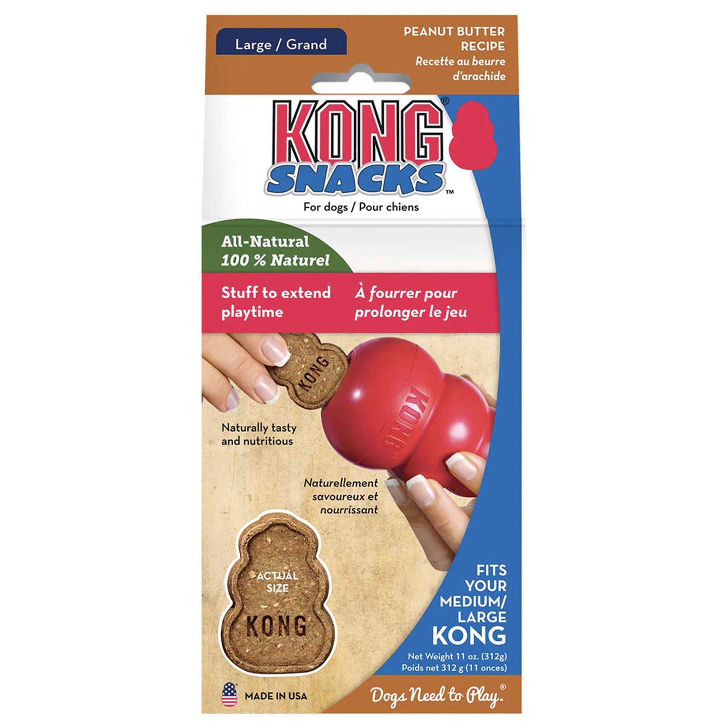 KONG - Snacks - All Natural Dog Treats Classic Rubber Toys - Peanut Butter Flavor for Large Dogs (11 Ounce)