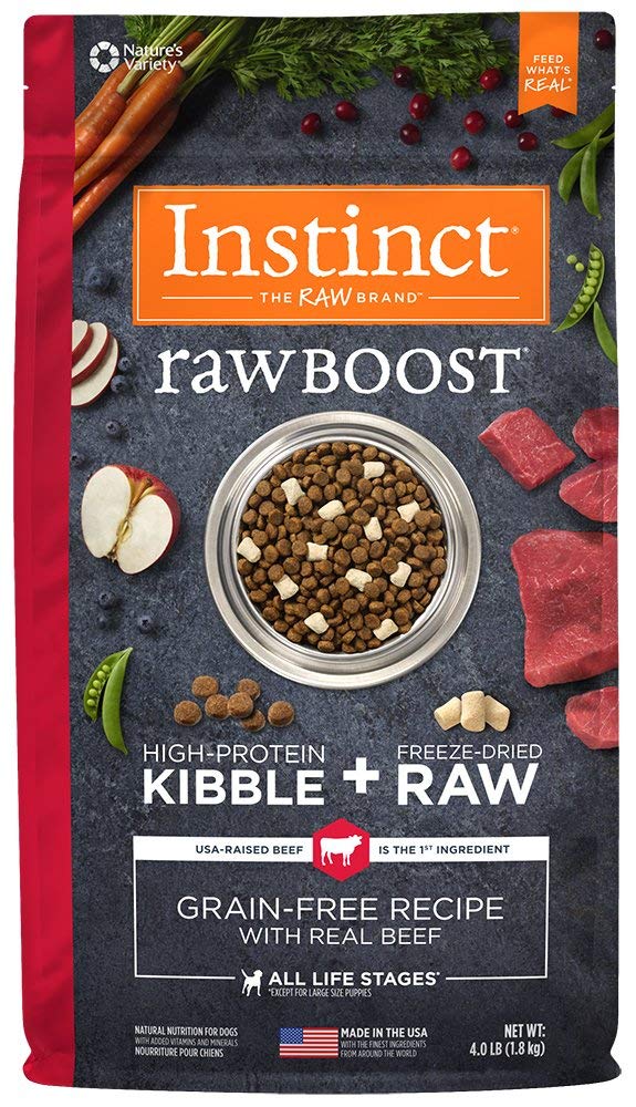 Instinct Raw Boost Grain Free Recipe with Real Beef Natural Dry Dog Food, 4 lb. Bag