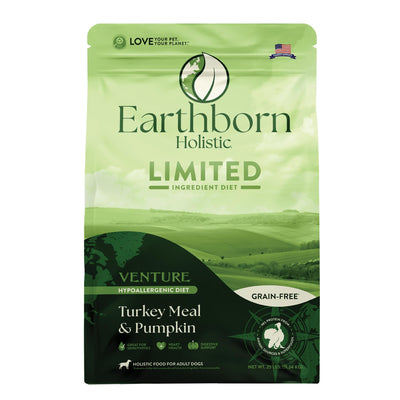 Earthborn Holistic Venture Turkey Meal & Pumpkin Limited Ingredient Diet Grain Free Dog Food (25 Pounds)