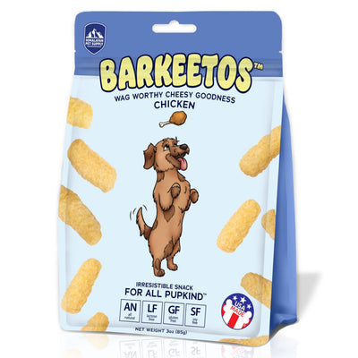 Barkeetos Chicken | Made with Real Himalayan Cheese and Chicken | Protein Rich - Lactose Free - Gluten Free - Grain Free | USA Made | for All Breeds | 3 oz of Droolicious, Crunchy Goodness