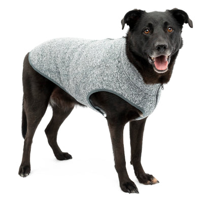 Kurgo Core Dog Sweater, Knit Dog Sweater with Fleece Lining, Cold Weather Pet Jacket, Zipper Opening for Harness, Adjustable Neck, Year-Round Sweater for Large Dogs (Heather Black, X-Large)