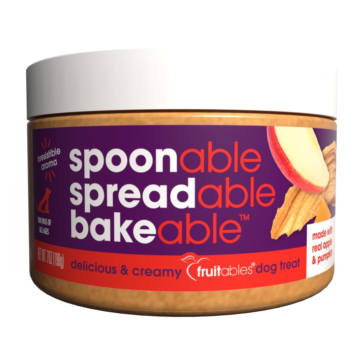 Fruitables Spreads - Spreadable Dog Treat - Bakeable Dog Treat - Real Apple & Pumpkin - Human-Grade 100% Natural Ingredients - Great for All Dogs - 7 Ounces