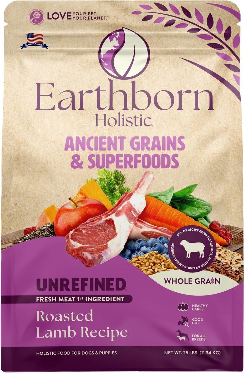 Earthborn Holistic Unrefined Roasted Lamb Recipe with Ancient Grains & Superfoods Dry Dog Food (4 Pounds)