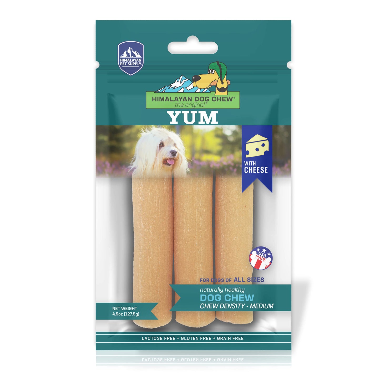 Himalayan Dog Chew Yak Cheese Dog Chews, 100% Natural, Long Lasting, Gluten Free, Healthy & Safe Dog Treats, Lactose & Grain Free, Protein Rich, Medium, 4.5 oz