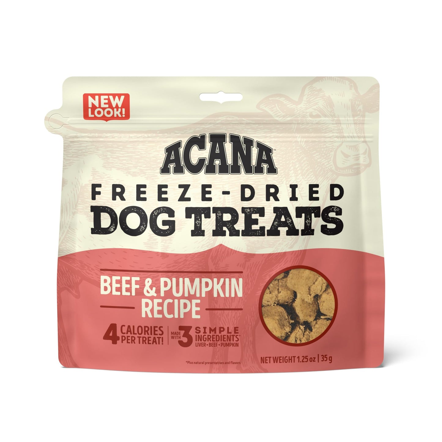 ACANA Singles Freeze Dried Dog Treats, Limited Ingredient Grain Free Beef & Pumpkin Recipe, 1.25oz