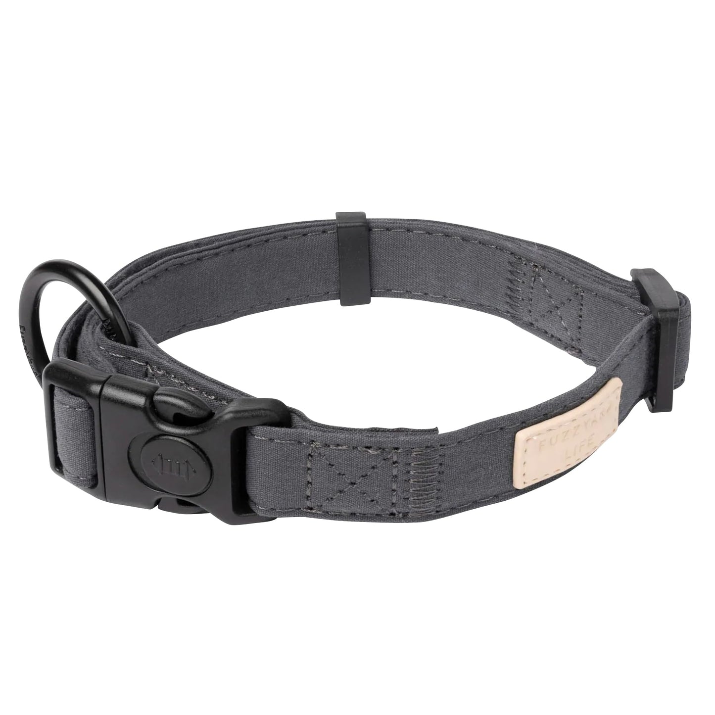 FuzzYard Life Dog Collars | Size S | Stylish Premium Cotton Design in Slate Grey Perfect for Everyday Wear