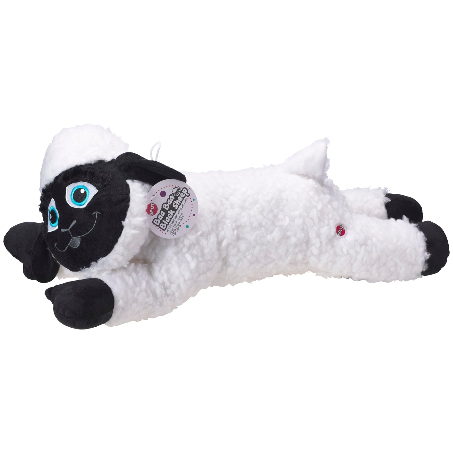 SPOT Baa Baa Black Sheep Plush Dog Toy - Cute and Cuddly Fleece Toy with Squeaker - Jumbo Size for Large Dogs and Puppies, 24in Black and White Lamb