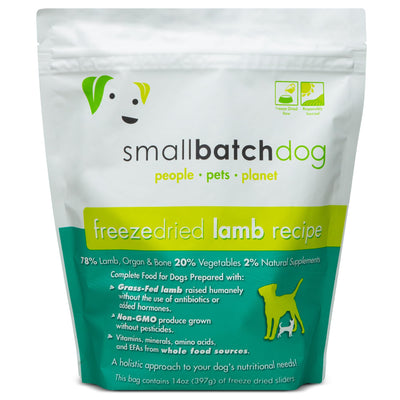 smallbatch Pets Freeze-Dried Premium Raw Food Diet for Dogs, Lamb Recipe, 14 oz, Made in The USA, Organic Produce, Humanely Raised Meat, Hydrate and Serve Patties, Single Source Protein, Healthy