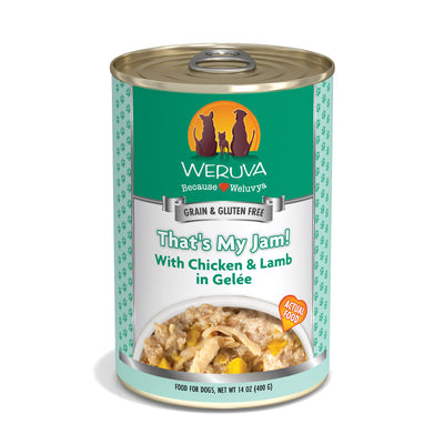 Weruva Classic Dog Food, That's My Jam! with Chicken & Lamb in GelÃ©e, 14oz Can (Pack of 12), Green