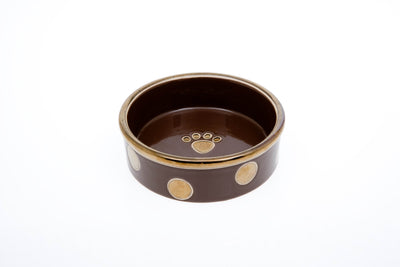 Petrageous Designs Glitzy Dots Pet Bowl, 5" Shallow, Mocha