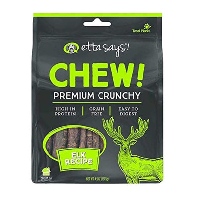 Etta Says Premium Crunchy Elk Dog Chews, Dog Treats. 4.5 oz. Bag. Grain Free - Easy to Digest - Good for Teeth