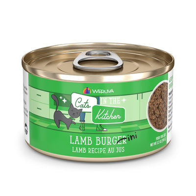 Weruva Cats in The Kitchen, Lamb Burger-ini with Lamb Au Jus Cat Food, 3.2oz Can (Pack of 24)