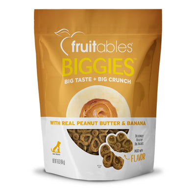 Fruitables Biggies Dog Biscuits - Crunchy Dog Biscuits Made with Pumpkin - Healthy Dog Treats Packed with Real Fruit Flavor - Free of Wheat, Corn and Soy - Peanut Butter & Banana - 16 oz