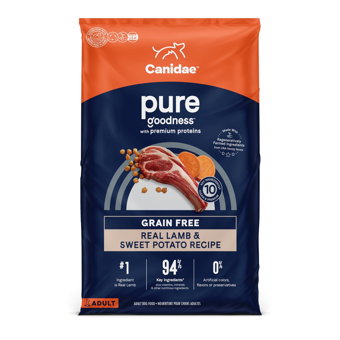 Canidae Pure Real Lamb & Pea Recipe Adult Dry Dog 22 LB