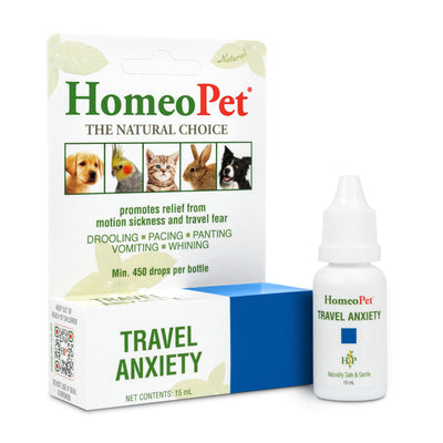 HomeoPet Travel Anxiety, Safe and Natural Stress Relief for Dogs, Cats, and Other Small Animals, Pet-Calming Supplement, 15 Milliliters