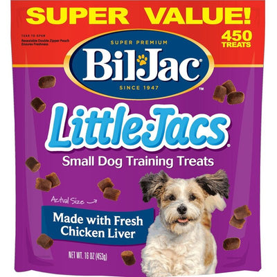 Bil-Jac Little Jacs Small Dog Training Treats - Soft Chicken Liver Dog Treats for Puppy Rewards - Real Chicken, No Fillers, 16oz Resealable Double Zipper Pouch